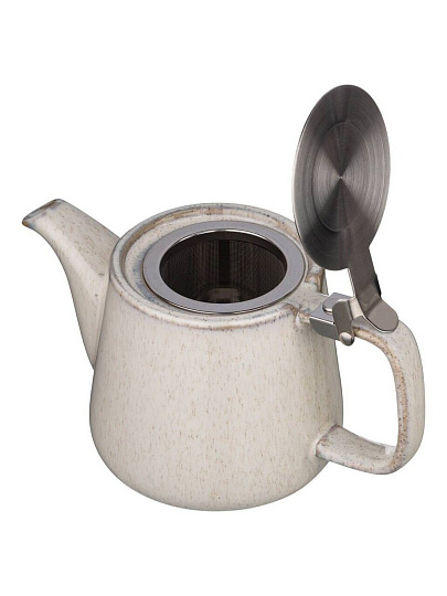 Чайник заварочный керамика, 0.5 л, с ситечком, 19х8.5х10, Bronco, Luster, 470-377, светло-серый