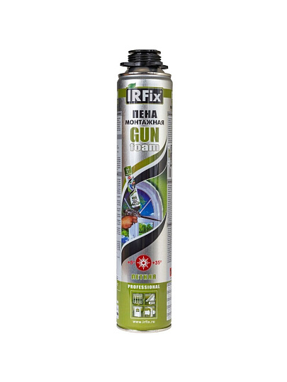 Пена монтажная Irfix, Gun, профессиональная, 45 л, 750 мл, летняя, 10002