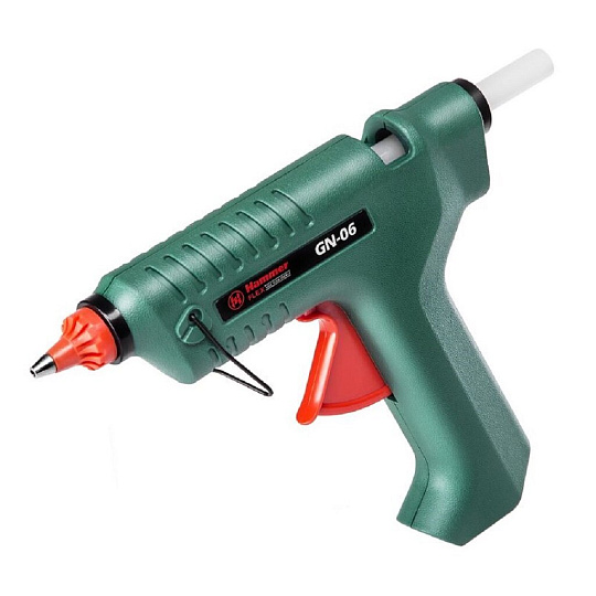 Электропистолет клеевой 11 мм, 15 Вт, 22 г/мин, короткая и длинная насадка стержни, Hammer, GN-06, 273271