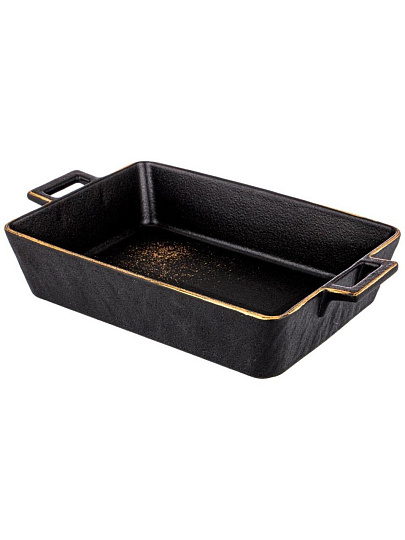 Блюдо для запекания фарфор, 15х25х5 см, 0.9 л, прямоугольное, Bronco, Midnight gold, 42-378