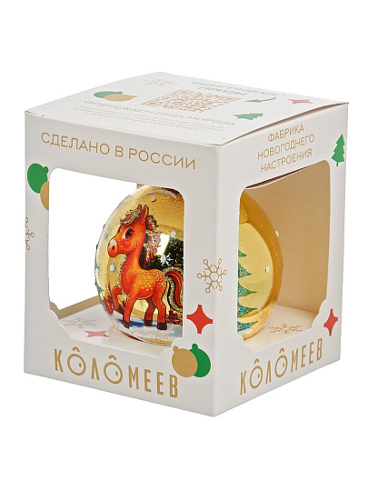 Елочный шар Лошадка игривая 1, 8 см, стекло, КУ-80-254023/1