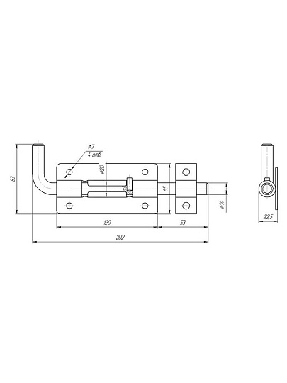 Задвижка дверная задвижка, ригель круглый, Секрет-Киров, 120 мм, ЗД-10, 2 850, антик серебро