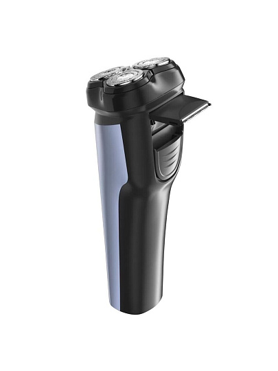 Электробритва аккумуляторная, Polaris, PMR 0613RC wet&dry 4D PRO 5 blades, роторная, сухое/влажное бритье, 5 Вт, 3 бритвенные головки, 5 лезвий, синий металик, 020885