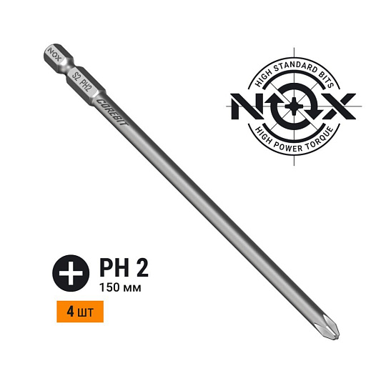 Набор бит Nox, Corebit, PH2, 150 мм, 4 шт