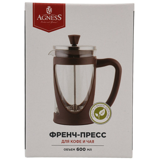 Френч-пресс 0.6 л, стекло, Agness, Kitchen, 894-539