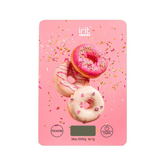 Весы кухонные электронные, стекло, Irit, IR-7127, платформа, точность 1 г, до 5 кг, ЖК-дисплей