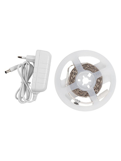 Лента светодиодная SMD 5050, 30 светодиодов/метр, 12 В, 7.2 Вт, IP20, 3 м, адаптер, General Lighting Systems, GLS-5050-30-7.2-12-IP20-PRO-3-3-KIT, 501621