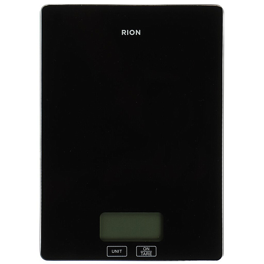 Весы кухонные электронные, стекло, Rion, точность 1 г, до 5 кг, LCD-дисплей, черные, PT-212