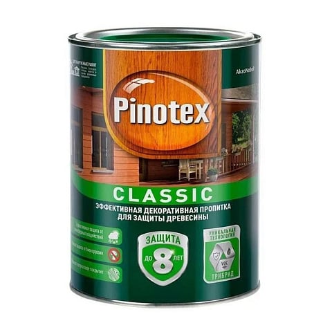 Пропитка Pinotex, Classic, для дерева, дуб, 1 л