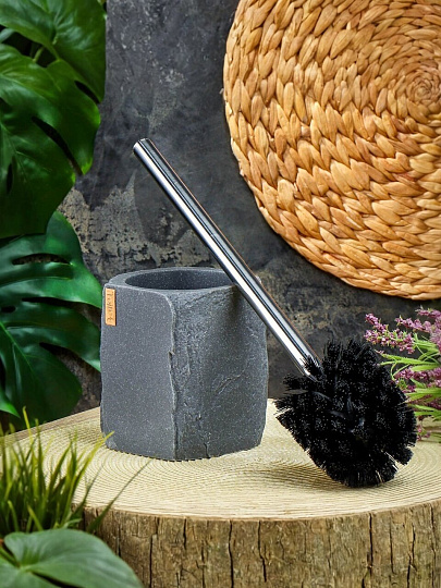 Ерш для туалета напольный, 9.9x9.9x12.5/37 см, полистоун, серый, RE1416AA-TOH