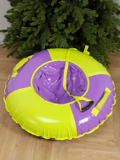 Санки-ватрушка Nika, Фиолетово-лимонный, 95 см, 100 кг, с буксировочным тросом, с ручками, ТБ1К-95/ФЛ