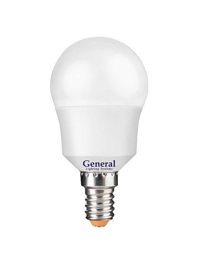 Лампа светодиодная E14, 10 Вт, 230 В, шар, 6500 К, холодный белый свет, General Lighting Systems, GLDEN-G45F, G45, 683500