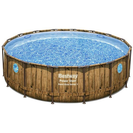 Бассейн каркасный Bestway, 488х122 см, Power Steel Swim, 56725, фильтр-насос, лестница, тент, 19480 л, ремкомплект