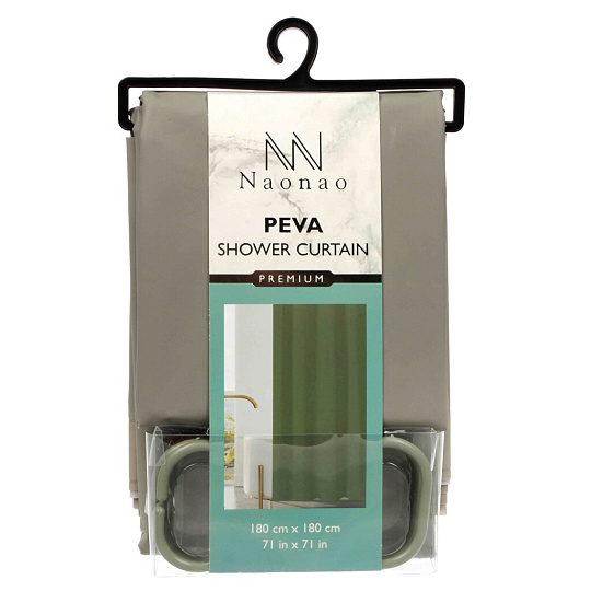 Штора для ванн 180х180 см, Peva, Naonao, фисташковая, A310121