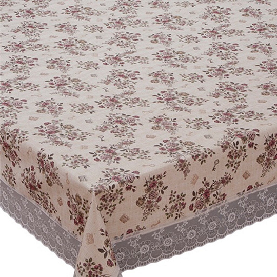 Скатерть Meiwa, 1.22х1.52 м, ПВХ на нетканой основе, F-198 AZ, в рулоне 10 штук, белый, коричневая