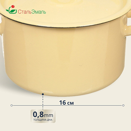 Кастрюля эмалированная сталь, 2.9 л, крышка сталь, СтальЭмаль, 2с16/1, в ассортименте, индукция