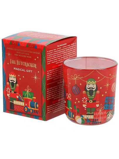 Свеча ароматизированная, 8х9 см, в стакане, Bartek Candles, Щелкунчик, 150 гр, с деревянным фитилем