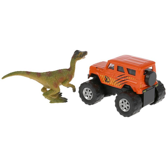 Машина Технопарк, UAZ хантер, 7.5 см, + динозавр 9 см, металл, SB-17-01-UH+DINOWB