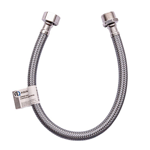 Подводка для воды 1/2''х1 м, г-ш, сталь, полиамид, AquaLine