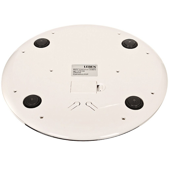 Весы кухонные электронные, металл, пластик, Leben, CR2032.RF5/RB163, платформа, точность 1 г, до 5 кг, белые, 475148
