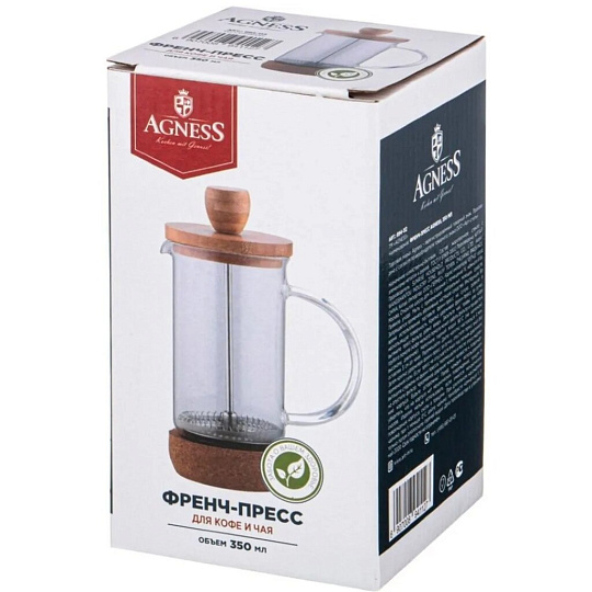 Френч-пресс 350 мл, стекло, Agness, Native, 894-112