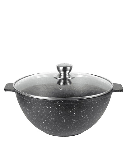 Казан алюминий, антипригарное покрытие, 6 л, Granit Perfection black, с крышкой, Алтей, 04-0650-310