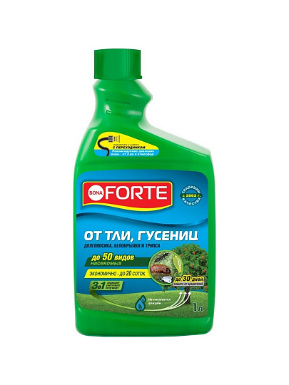 Инсектицид от тли, гусениц, жидкость, 1 л, дополнительный флакон, Bona Forte