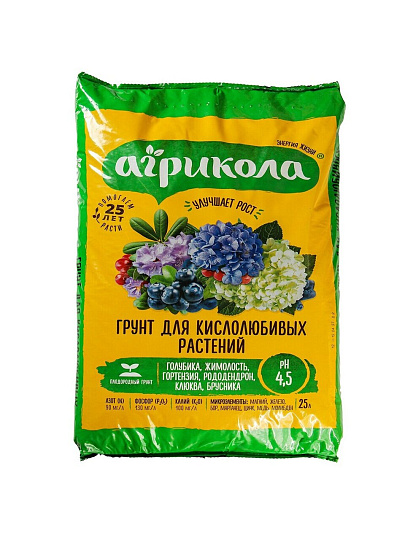 Грунт для кислолюбивых растений, пакет, 25 л, Агрикола