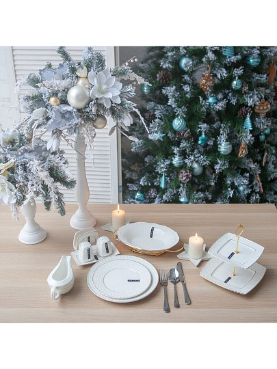 Блюдо керамика, круглое, 25 см, белое, Снежная королева, Korall, CS/S228826-A