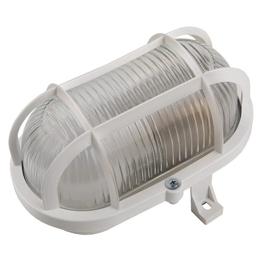 Светильник General Lighting Systems, НБП 02-60-004.03 "ЕВРО", 60 Вт, E27, на 1 лампочку, IP65, 18.6х12.6х11.2 см, с решеткой, белый, 437832