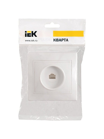 Розетка компьютерная скрытой установки, 1 гнездо, пластик, IP20, белая, IEK, РК10-КБ Кварта, EKK10-K01-DM