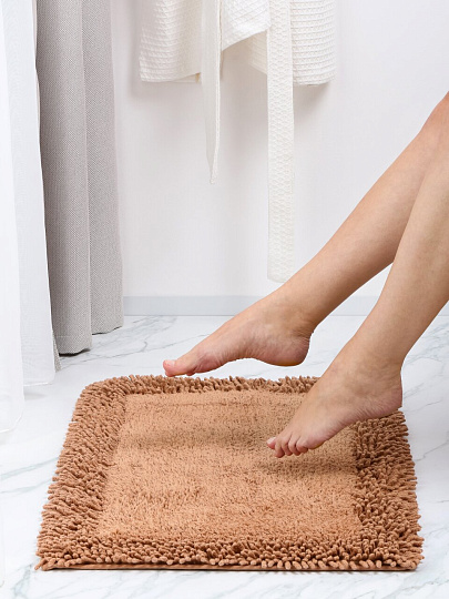 Коврик для ванной, 0.5х0.8 м, хлопок, buble, коричневый, Silvano, Лиона