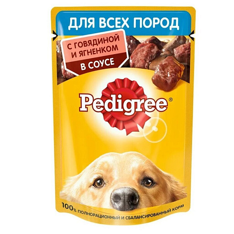 Корм для животных Pedigree, 85 г, для взрослых собак, говядина и ягненок, F5864