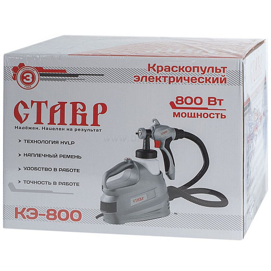 Краскопульт электрический, Ставр, КЭ-800, 0.8 кВт, 400 л/мин, 0.8 л, 130 DIN/сек, 2.5 мм, ст800кэ