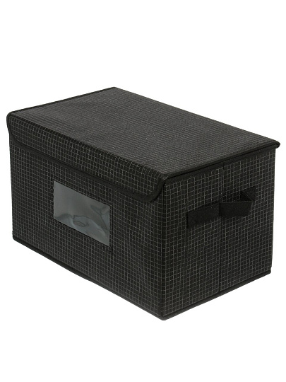 Кофр для хранения, с крышкой, складной, 40х24х23 см, черная клетка, A190055