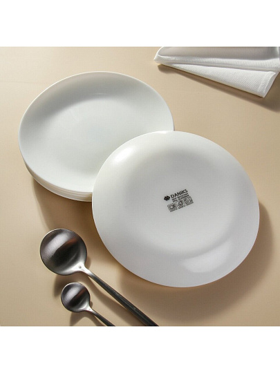 Тарелка десертная, стеклокерамика, 6 шт, 19 см, круглая, Бэль, Daniks, LQP-75