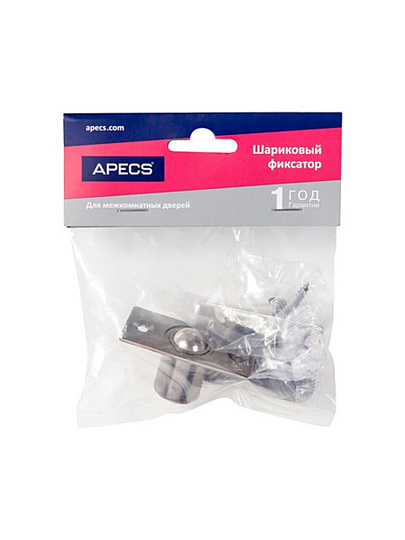 Защелка врезная, Apecs, R-0001-NIS, 15860, шарик, матовый никель