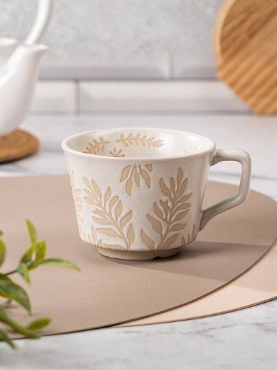 Кружка керамика, 300 мл, Ветви эко, 10х7.5 см, Y4-8986, бежевая