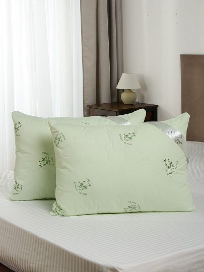 Подушка 50 х 70 см, лебяжий искусственный пух, Бамбук, тик, 100% хлопок, на молнии, Silvano, ПБ-57ЛП