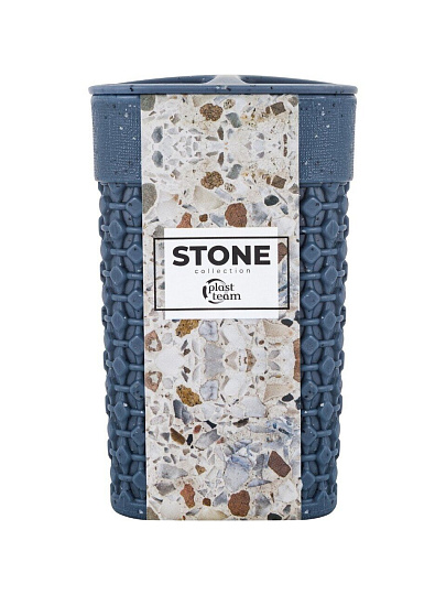 Стакан для зубных щеток, 7.4х7.4х11.3 см, темный камень, Plast team, Stone