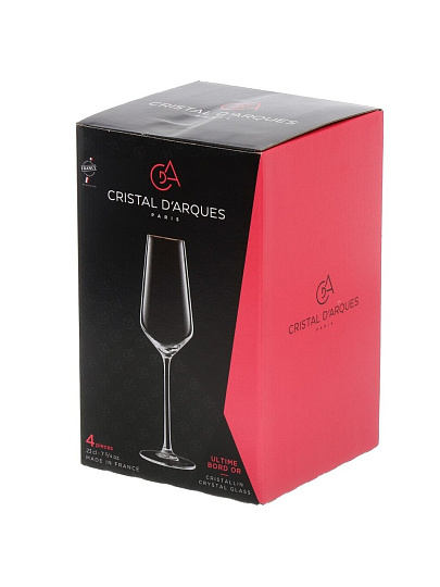 Бокал для шампанского, 230 мл, стекло, 4 шт, Cristal D'Arques, Ultime Bord Or, P7634