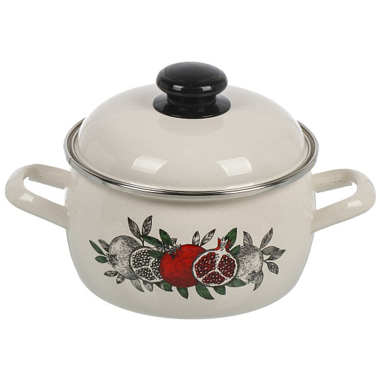 Кастрюля эмалированная сталь, 2 л, крышка сталь, полусфера, ЛЗЭП, Цвет граната, С-4210АП2/4Жм, индукция