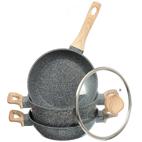 Набор посуды из алюминия Berlinger Haus Forest Line 1571-ВН (кастрюля, сковорода, сотейник, крышка), 3 предмета