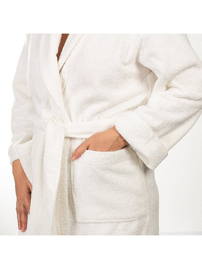 Халат женский, махровый, 100% хлопок, молочный, XL-XXL, 52-54, Silvano