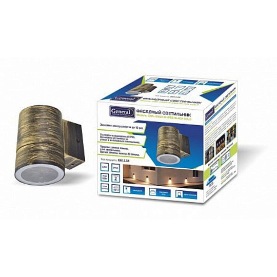 Светильник фасадный General Lighting Systems, GWL-GX53-M-IP65, накладной, 25 Вт, металл, 9х11.6 см, 1 лампа, IP65, черное золото