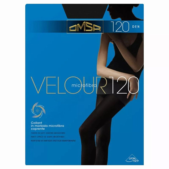 Колготки Omsa, Velour, 120 DEN, р. 3, nero/черные