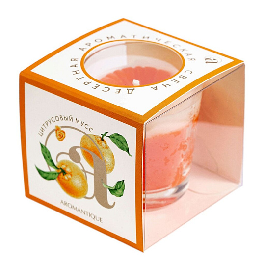 Свеча ароматизированная, в стакане, Aromantique, Цитрусовый мусс, 60 гр, АМ40604