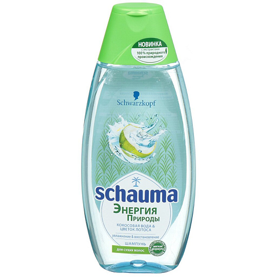 Шампунь Schauma, Энергия природы Кокосовая вода и цветок лотоса, для сухих и поврежденных волос, 400 мл