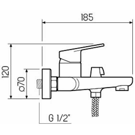 Смеситель для ванны, РМС, короткий излив, с картриджем, SL132-009E