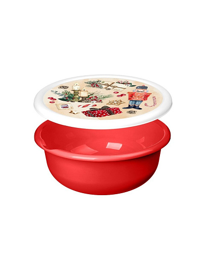 Миска пластик, 1.2 л, с крышкой, с декором, Modena, Игрушки, Homver, 223138206/03, красная